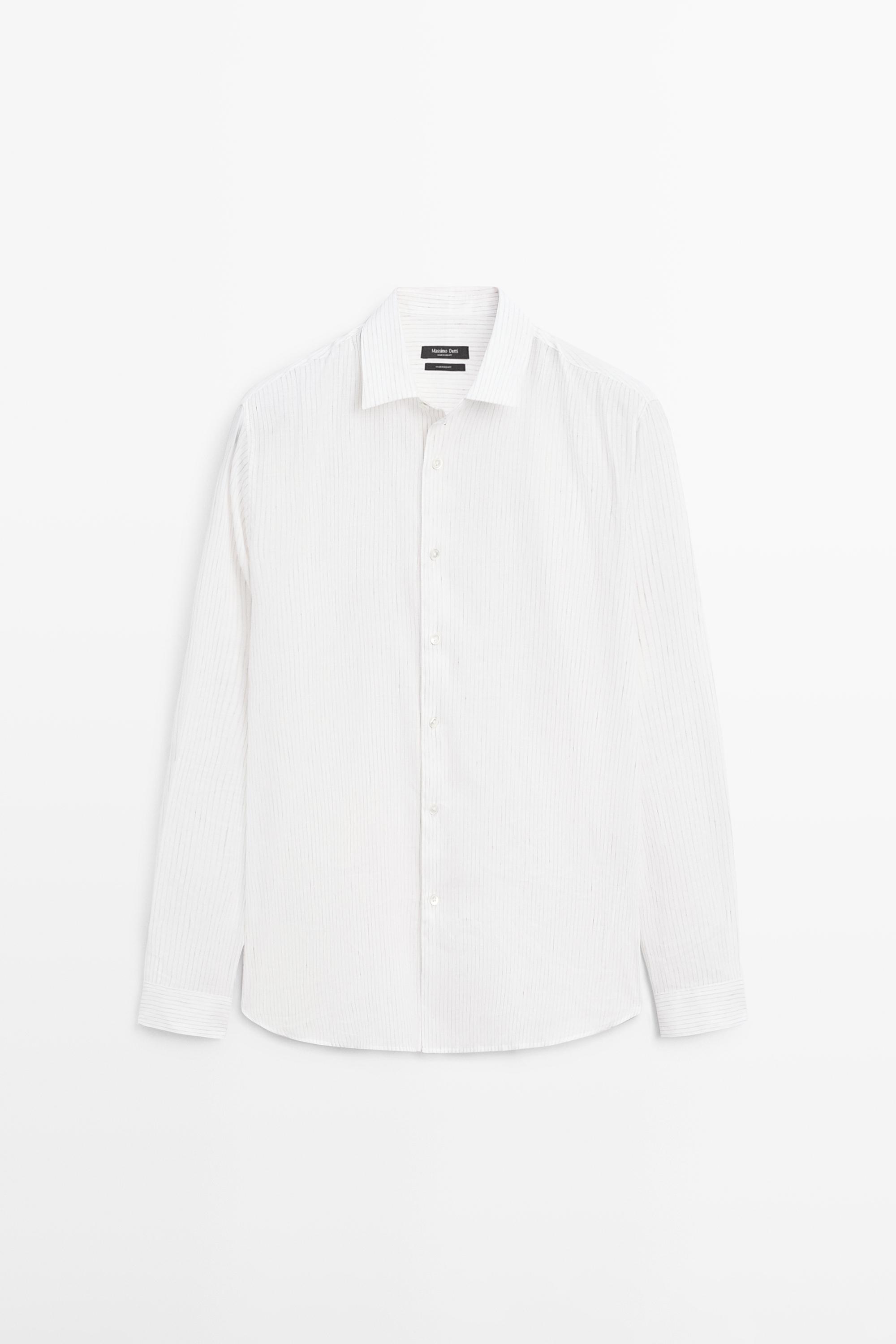 Cotton blend regular fit striped shirt